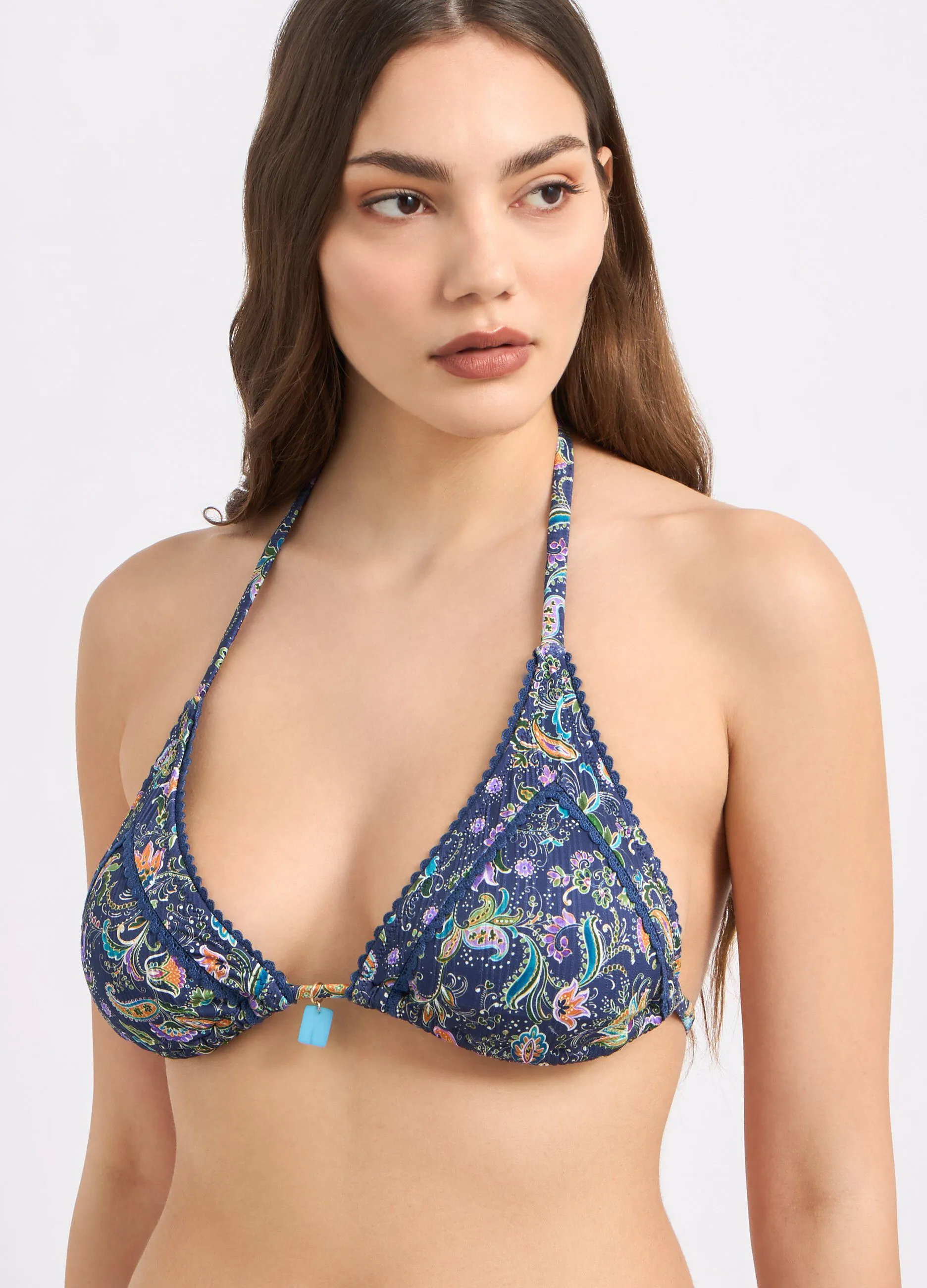 Top bikini a triangolo con stampa donna