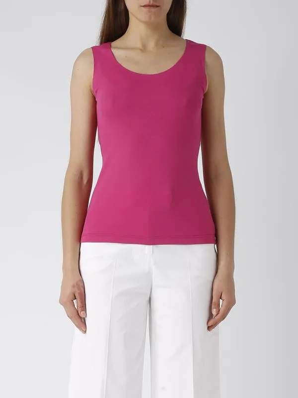 Top donna Gran Sasso in cotone stretch Magenta