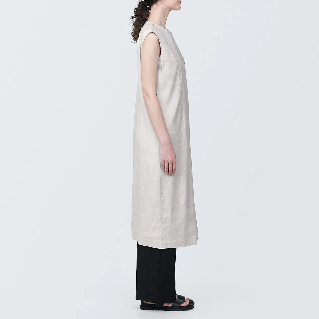 Women's Hemp Blend Sleeveless Button Front Dress