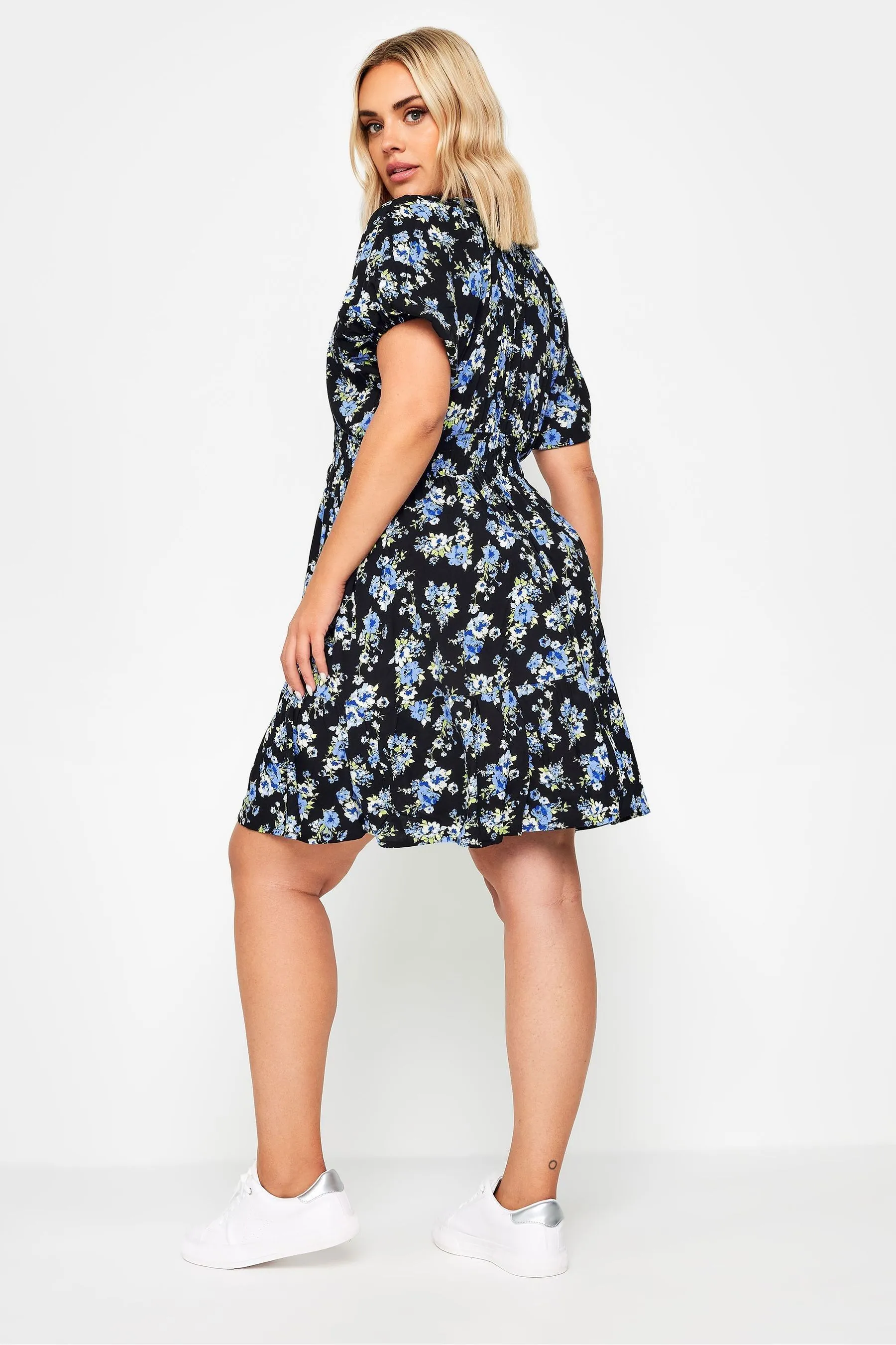 Yours Curve Floral Print Button Through Dress