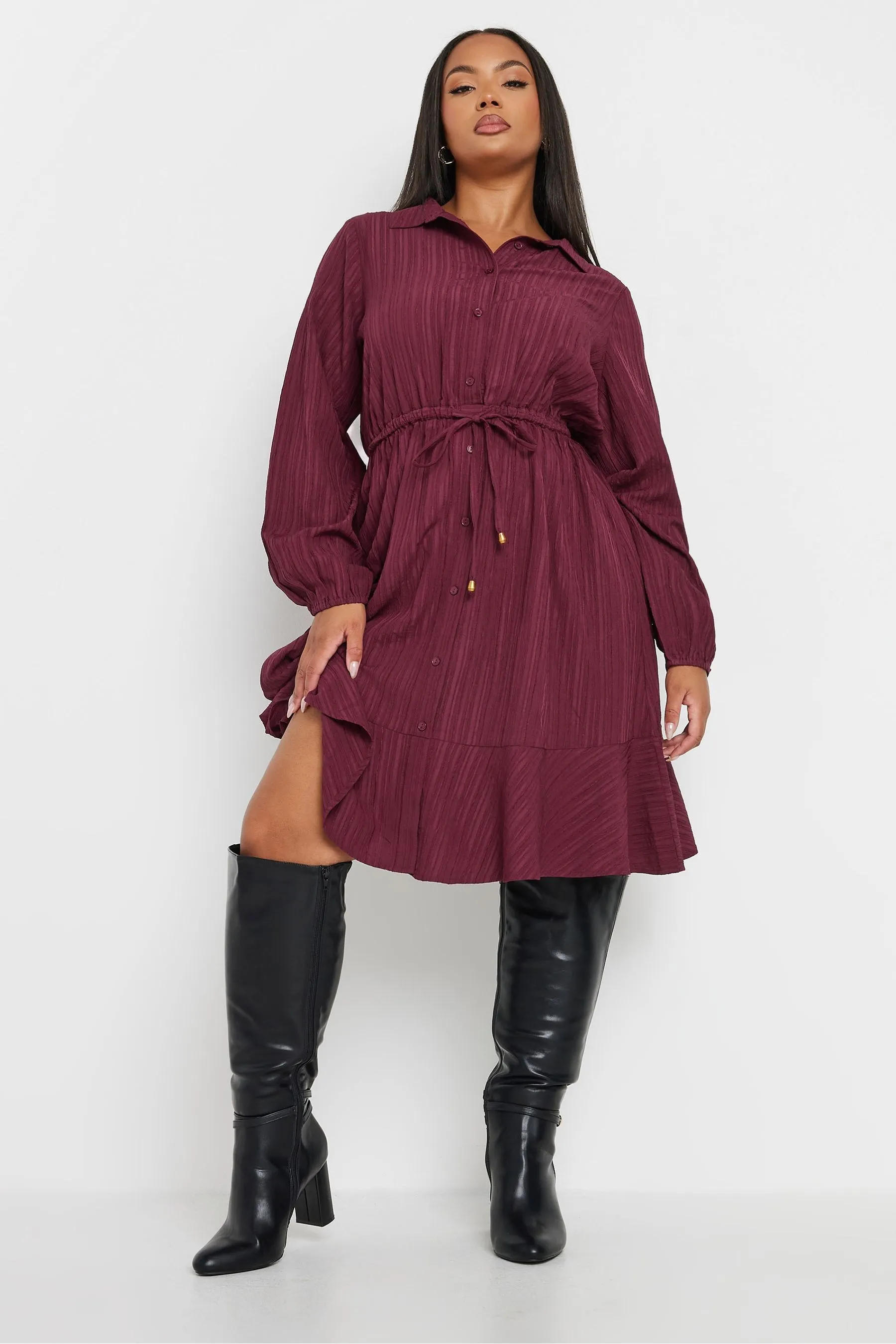 Yours Curve Limited Stripe Dobby Shirt Tunic Dress    