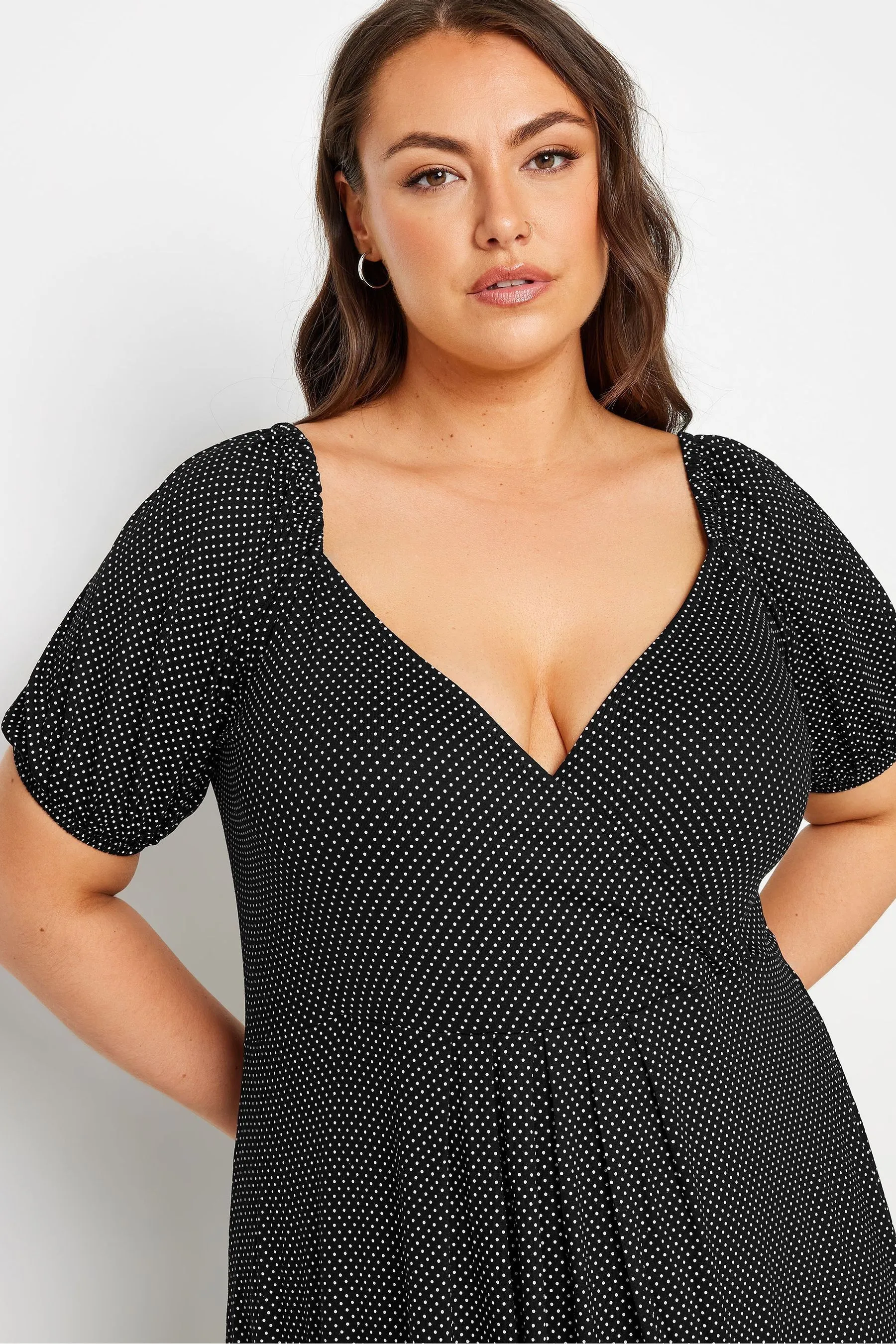 Yours Curve Polka Dot Wrap Dress